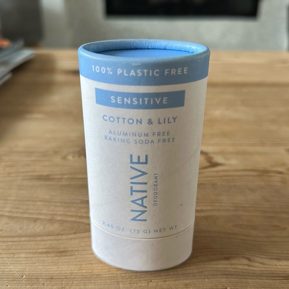 Native Deodorant SENSITIVE Cotton & Lily PLASTIC FREE NEW never used 2.65 OZ